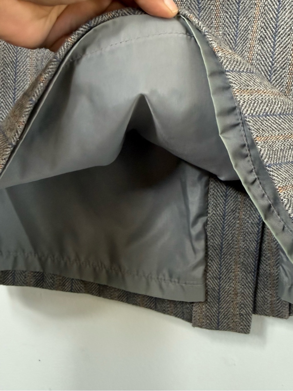 Vintage Ann Stevens Wool Herringbone Pleated Midi Skirt Dark Academia Size 9/10 - Picture 5 of 7